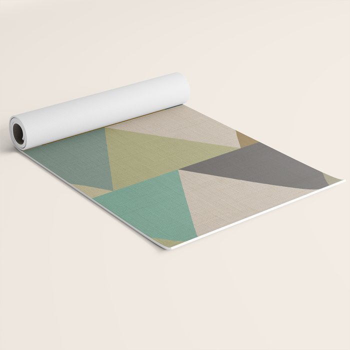 geometric mid century abstract nature green Yoga Mat Gallery Image 2