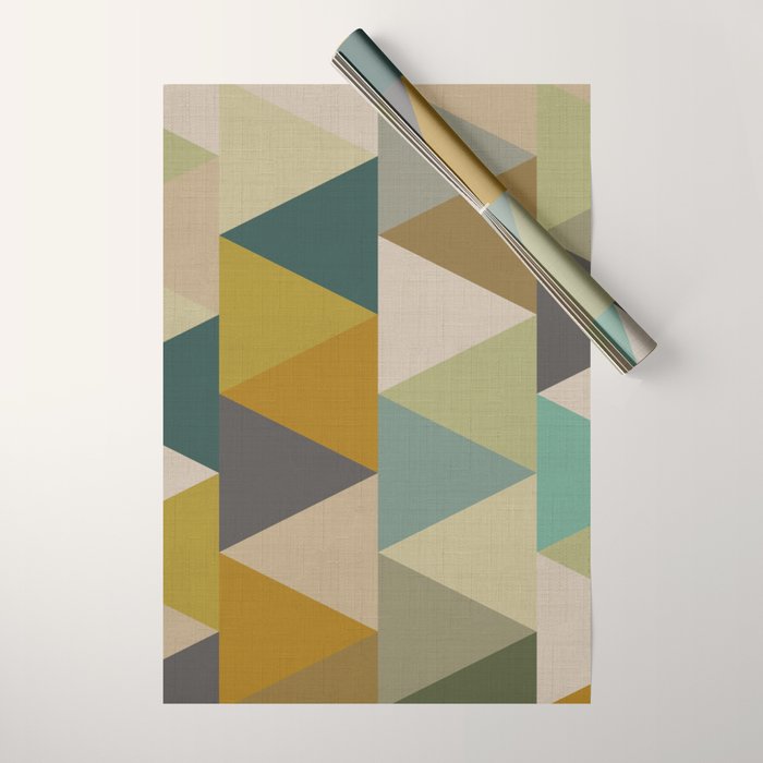 geometric mid century abstract nature green Wrapping Paper Gallery Image 1