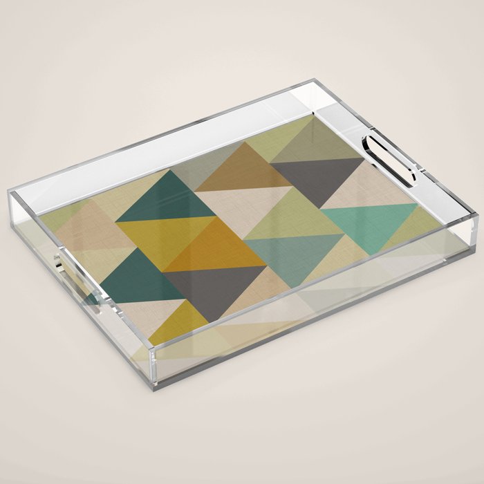 geometric mid century abstract nature green Acrylic Tray Gallery Image 1
