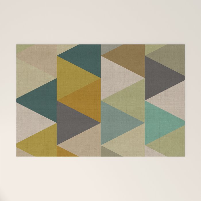 geometric mid century abstract nature green Welcome Mat Gallery Image 1