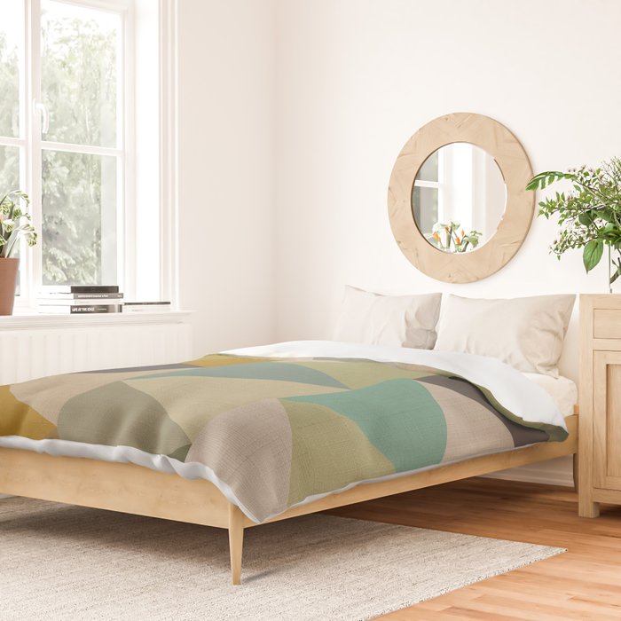 geometric mid century abstract nature green Duvet Cover Gallery Image 2