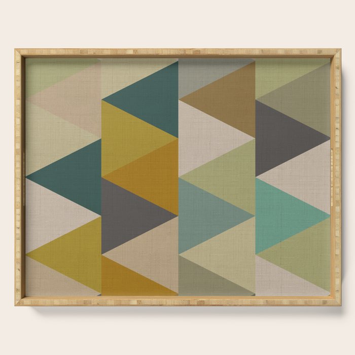 geometric mid century abstract nature green Serving Tray Gallery Image 1