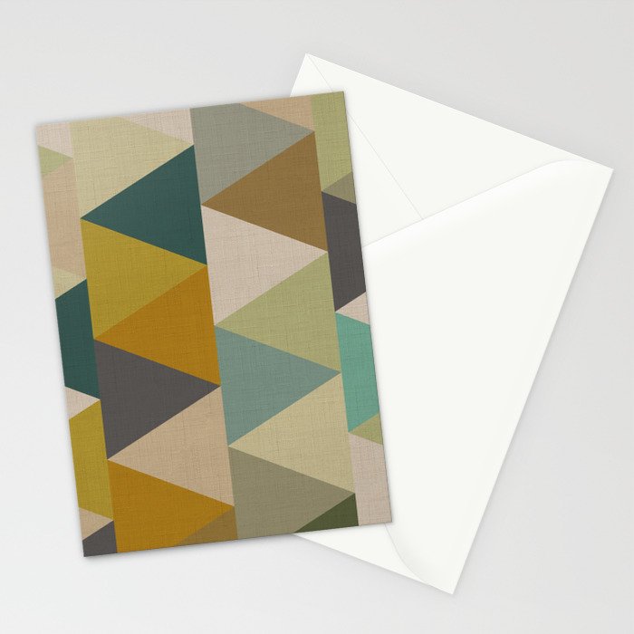 geometric mid century abstract nature green Stationery Card Gallery Image 2