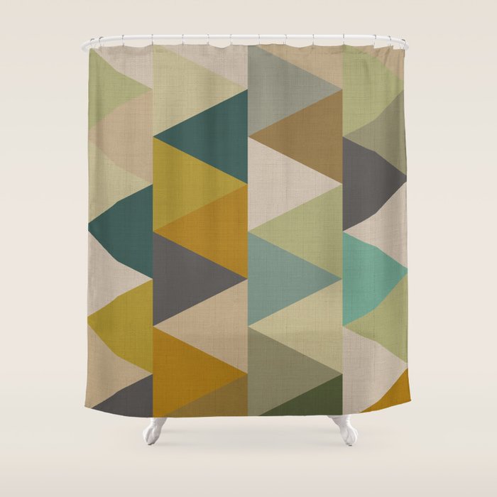 geometric mid century abstract nature green Shower Curtain Gallery Image 1