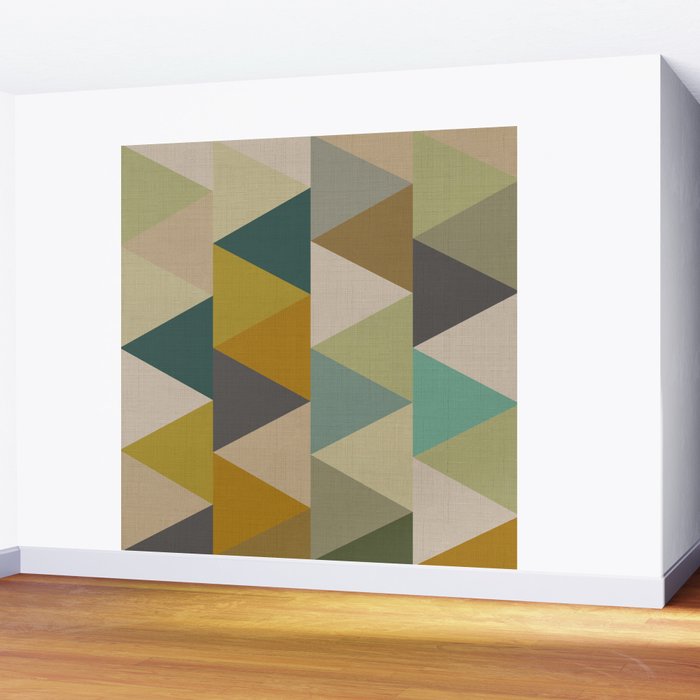 geometric mid century abstract nature green Wall Mural Gallery Image 2