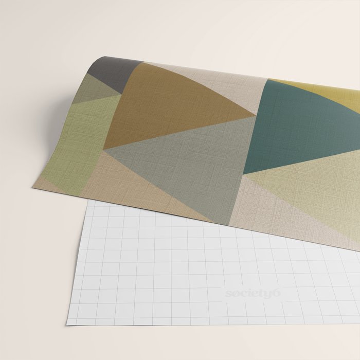 geometric mid century abstract nature green Wrapping Paper Gallery Image 2