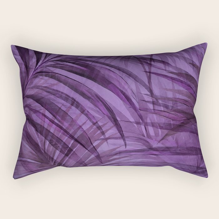 Lush Tropical Midnight Garden Purple Palm Grove  Rectangular Pillow Gallery Image 2