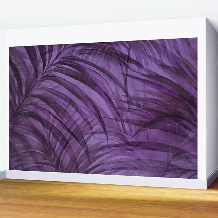 Lush Tropical Midnight Garden Purple Palm Grove  Wall Mural Gallery Image 2