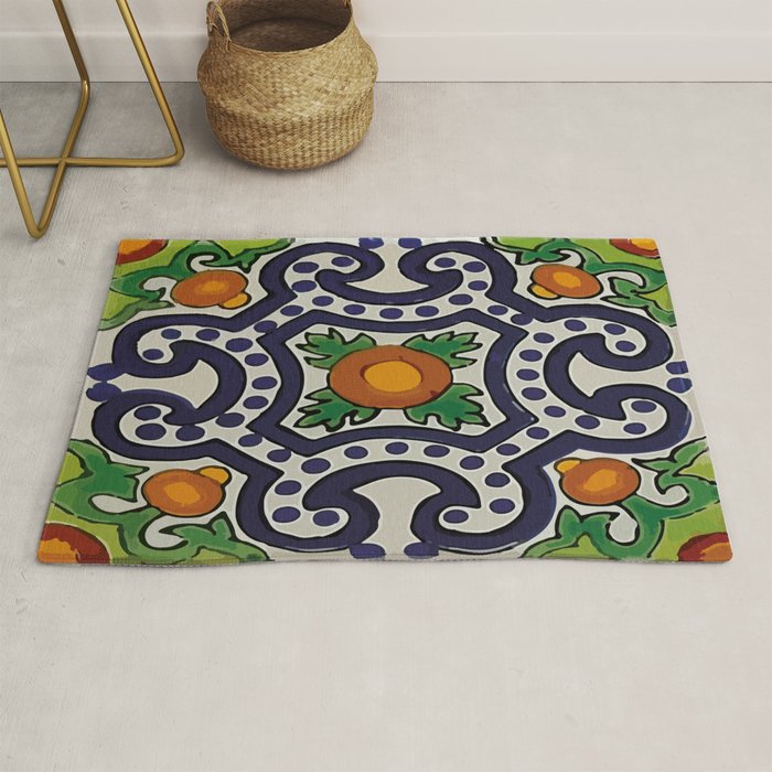 Oranges talavera tile abstract pattern modern decoration Rug Gallery Image 1