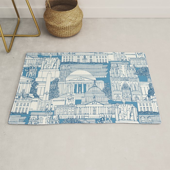 Washington DC toile blue Rug Gallery Image 1