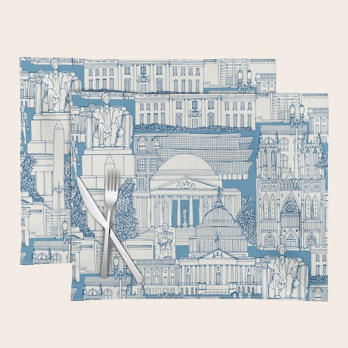 Washington DC toile blue Placemat Gallery Image 1