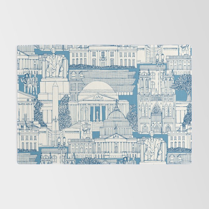 Washington DC toile blue Rug Gallery Image 2