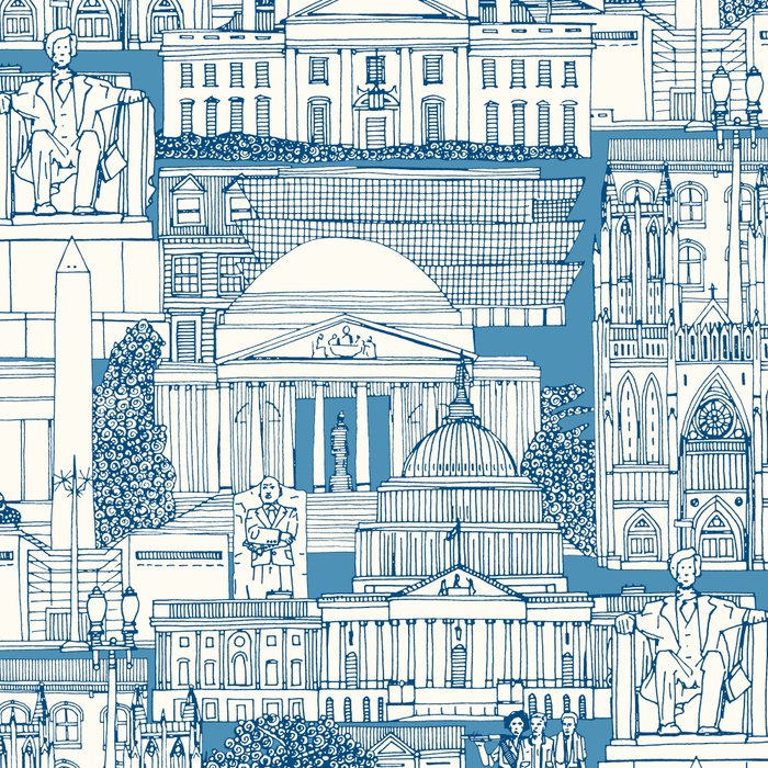 Washington DC toile blue Coffee Mug Gallery Image 2