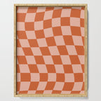 Warped Check Pattern Pumpkin Peach Serving Tray Gallery Image 1