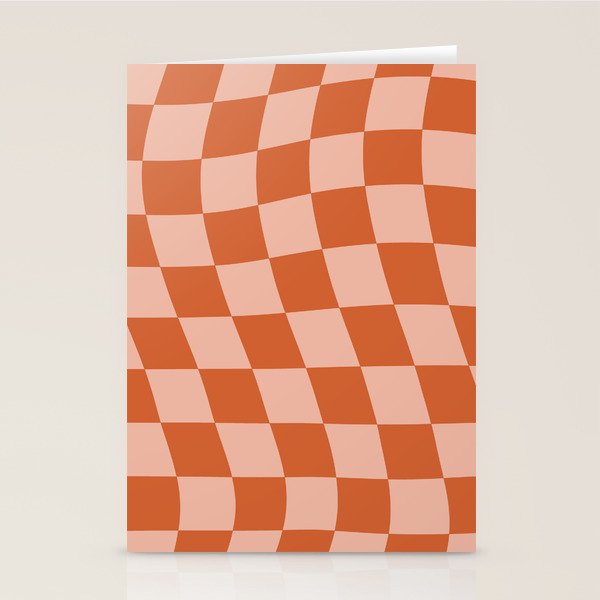 Warped Check Pattern Pumpkin Peach Stationery Card Gallery Image 2