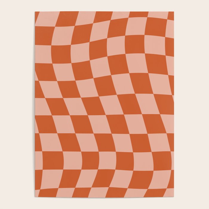 Warped Check Pattern Pumpkin Peach Poster Gallery Image 4