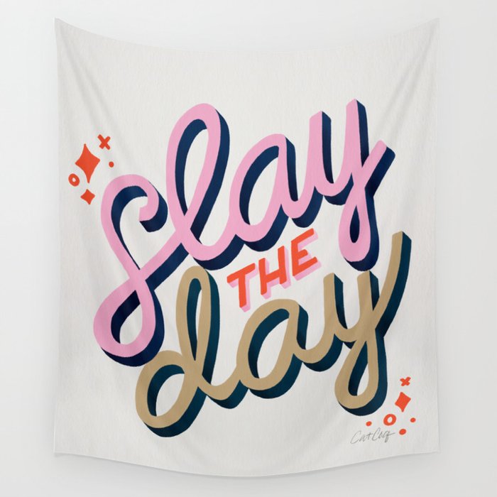 Slay the Day - Coral & Pink Wall Tapestry Gallery Image 4