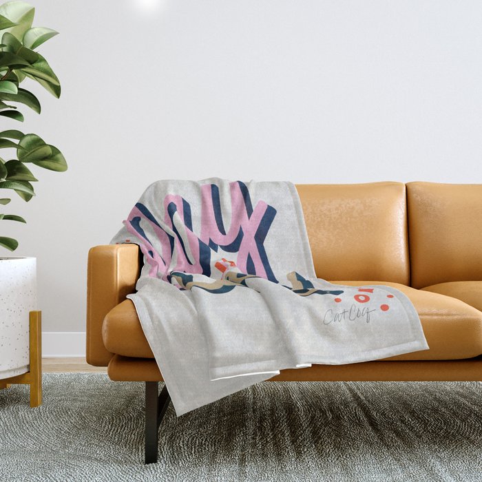 Slay the Day - Coral & Pink Throw Blanket Gallery Image 1