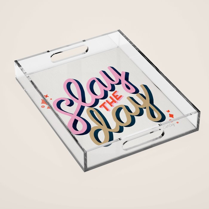 Slay the Day - Coral & Pink Acrylic Tray Gallery Image 1