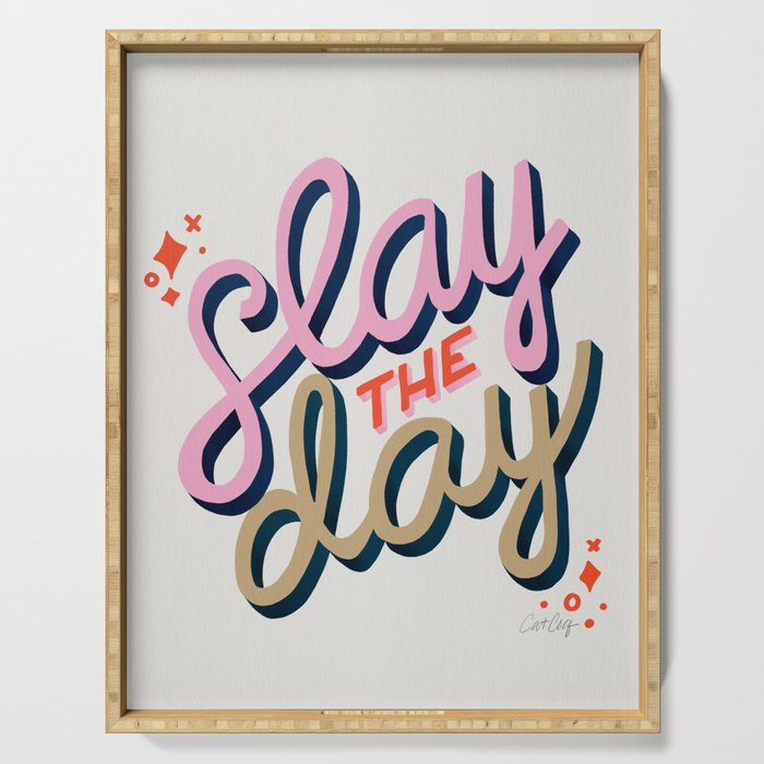 Slay the Day - Coral & Pink Serving Tray Gallery Image 1