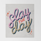 Slay the Day - Coral & Pink Throw Blanket Gallery Image 2