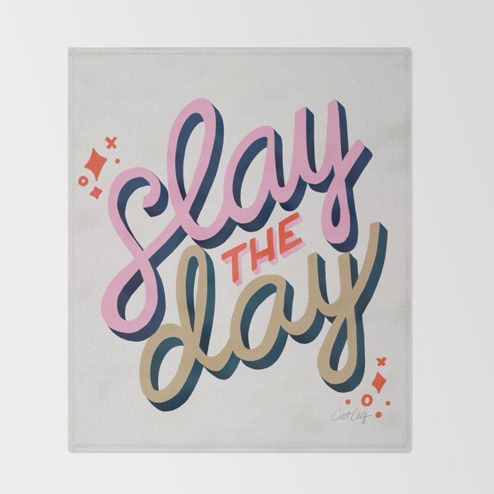 Slay the Day - Coral & Pink Throw Blanket Gallery Image 2