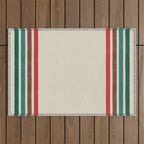 Blanket Stripe - vintage teal, green, brown, and red Outdoor Rug Gallery Image 1
