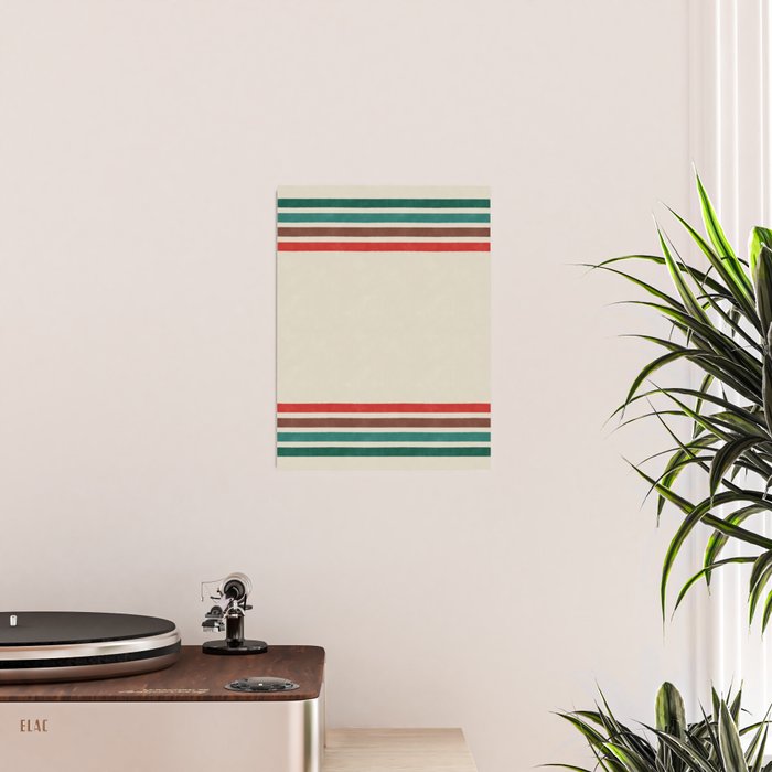 Blanket Stripe - vintage teal, green, brown, and red Poster Gallery Image 2