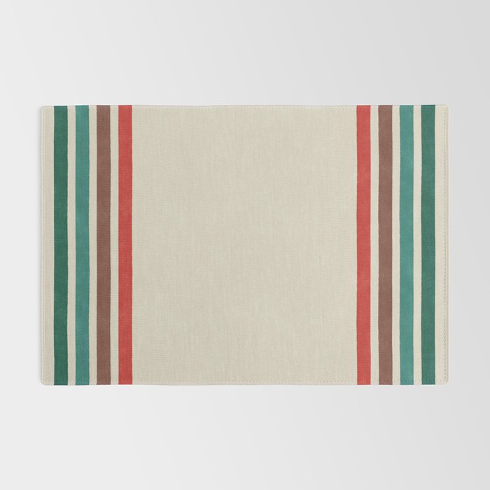 Blanket Stripe - vintage teal, green, brown, and red Rug Gallery Image 2