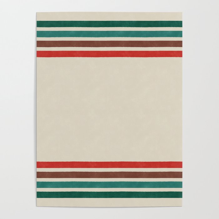 Blanket Stripe - vintage teal, green, brown, and red Poster Gallery Image 4