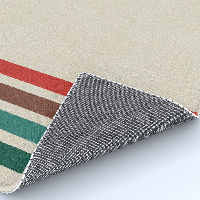 Blanket Stripe - vintage teal, green, brown, and red Rug Gallery Image 4