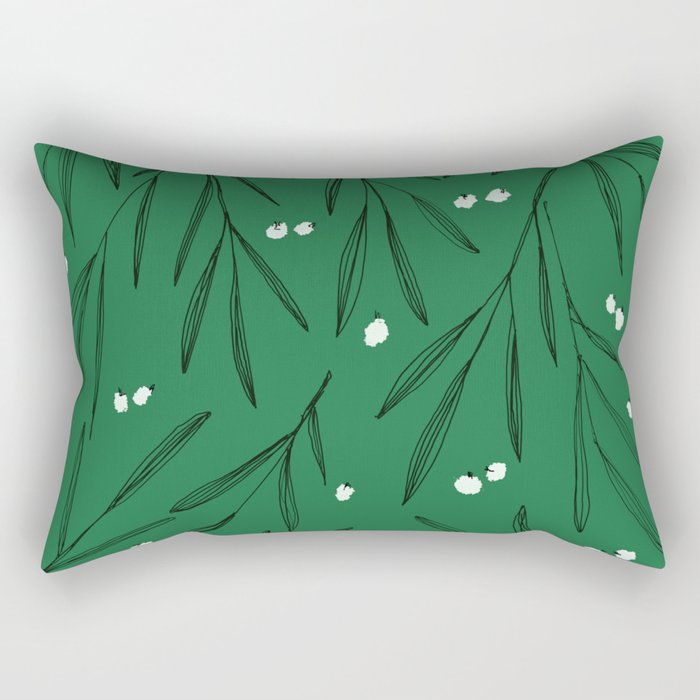 Green leaves pattern Rectangular Pillow Gallery Image 2