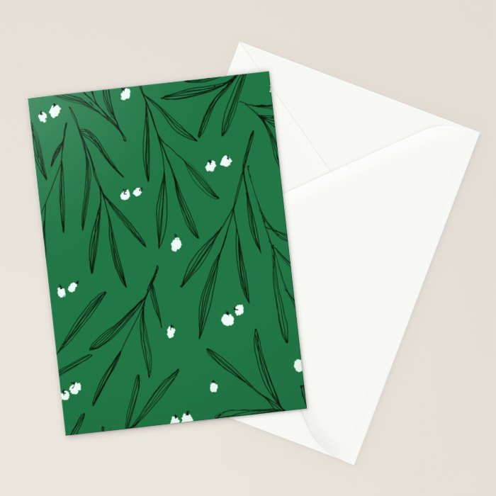 Green leaves pattern Stationery Card Gallery Image 2