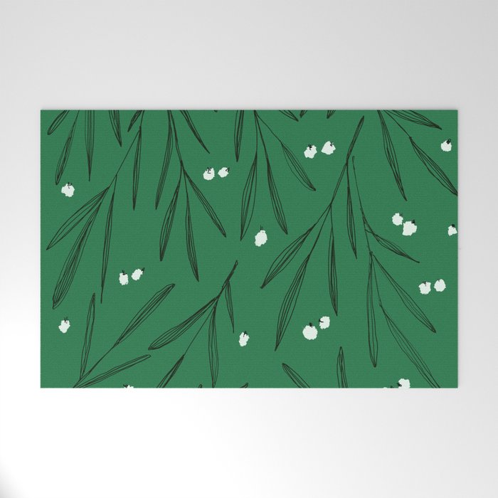 Green leaves pattern Welcome Mat Gallery Image 1