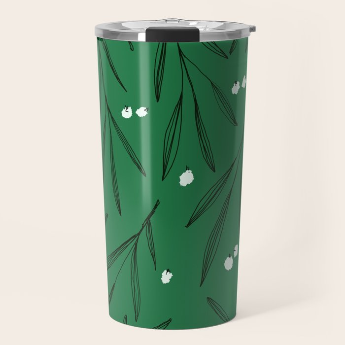 Green leaves pattern Travel Mug Gallery Image 1