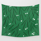 Green leaves pattern Wall Tapestry Gallery Image 4