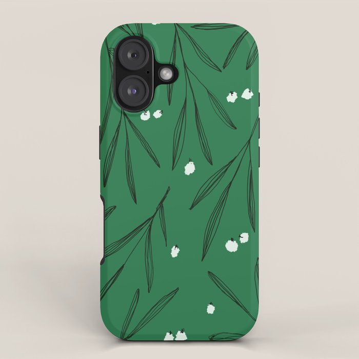Green leaves pattern iPhone Case Gallery Image 1