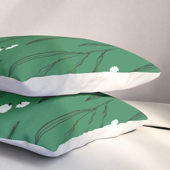 Green leaves pattern Pillow Sham Gallery Image 3