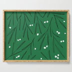 Green leaves pattern Serving Tray Gallery Image 1