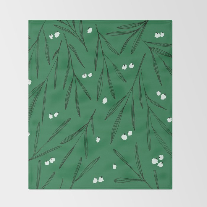 Green leaves pattern Throw Blanket Gallery Image 2
