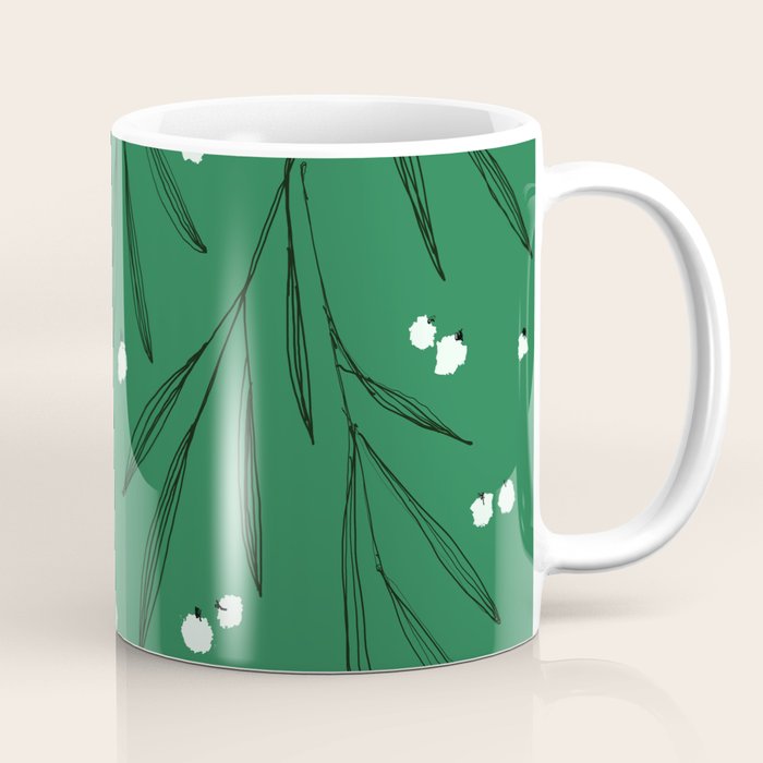 Green leaves pattern Coffee Mug Gallery Image 1
