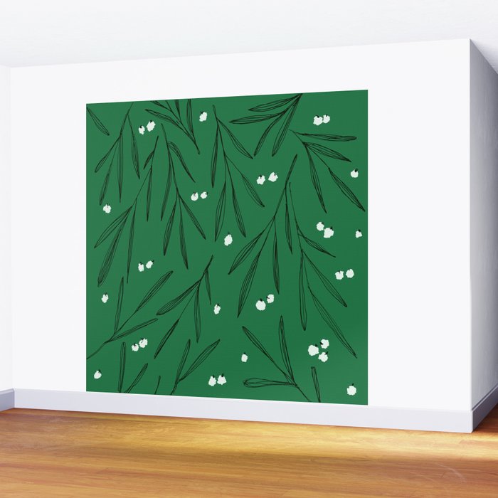 Green leaves pattern Wall Mural Gallery Image 2