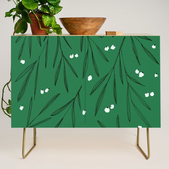 Green leaves pattern Credenza Gallery Image 1