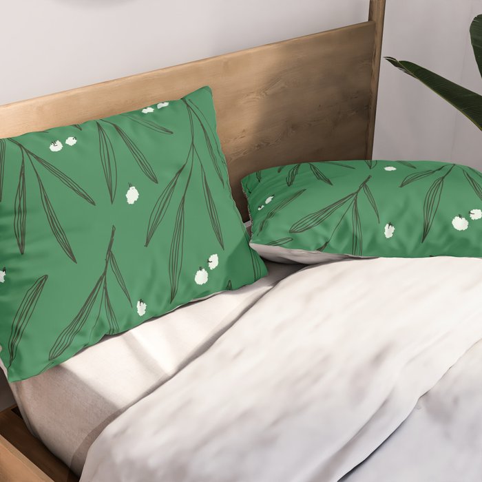 Green leaves pattern Pillow Sham Gallery Image 2