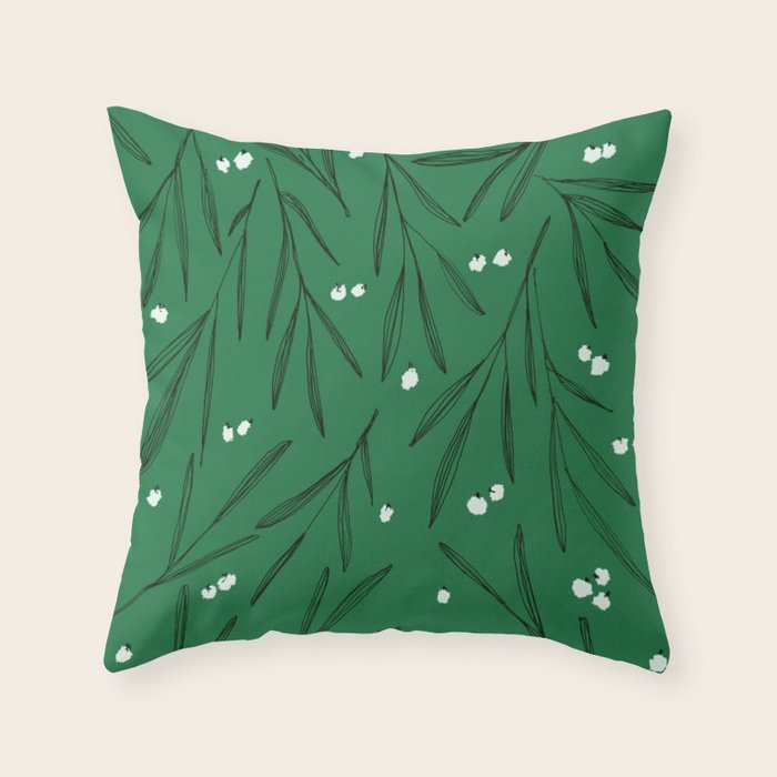 Green leaves pattern Throw Pillow Gallery Image 6