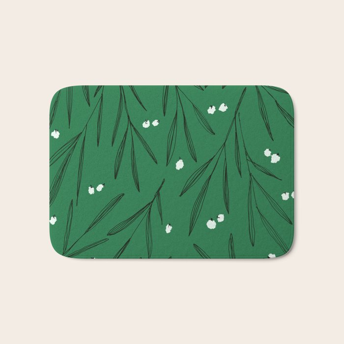 Green leaves pattern Bath Mat Gallery Image 1