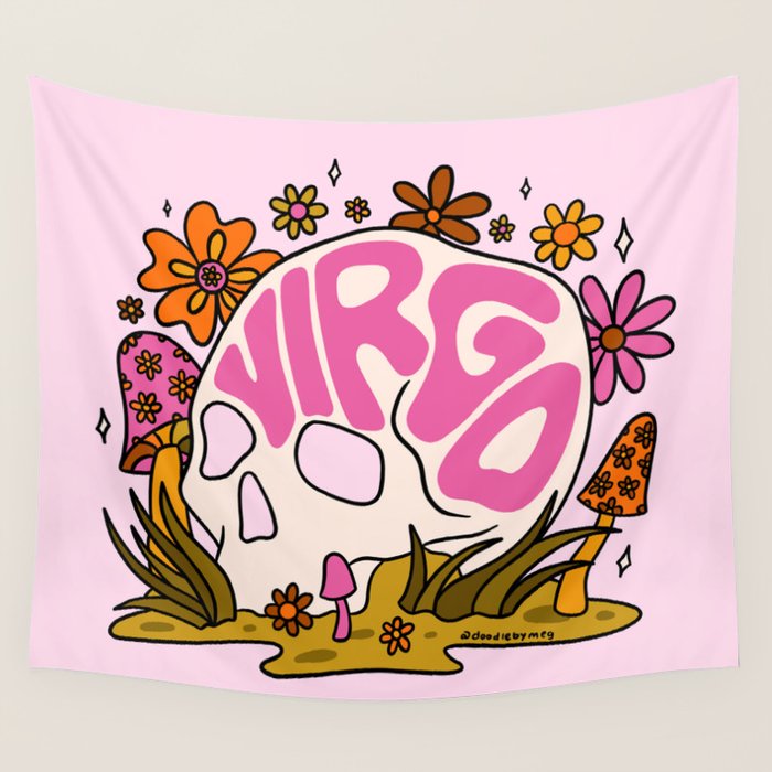 Virgo Skull Wall Tapestry Gallery Image 1