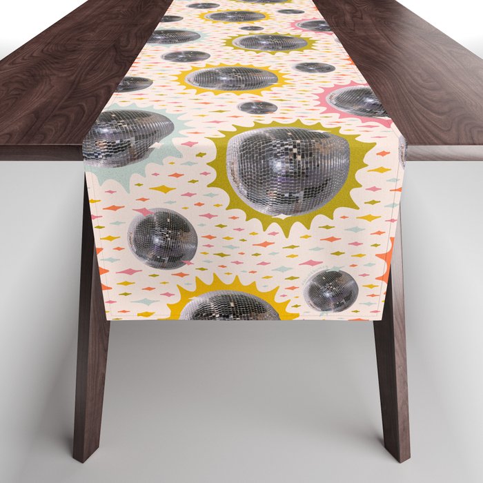 Disco Ball Collage Print Table Runner Gallery Image 1