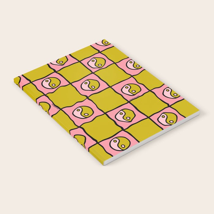 Green Ying Yang Checkered Print Notebook Gallery Image 1
