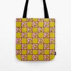 Green Ying Yang Checkered Print Tote Bag Gallery Image 1